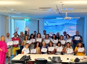course participants at Erasmus Courses Croatia with certificates after successfully completing the course in Split